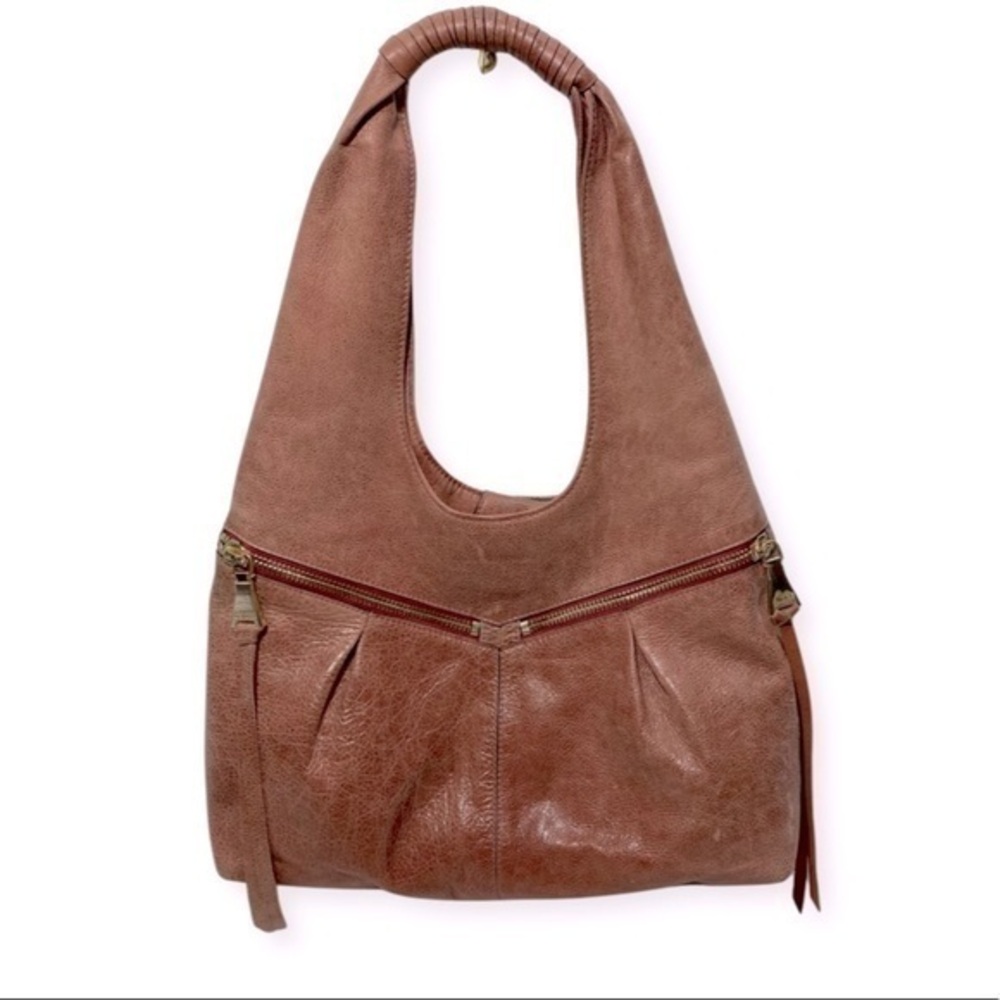 Aimee Kestenberg Slouchy Distressed Pink Leather Hobo Bag